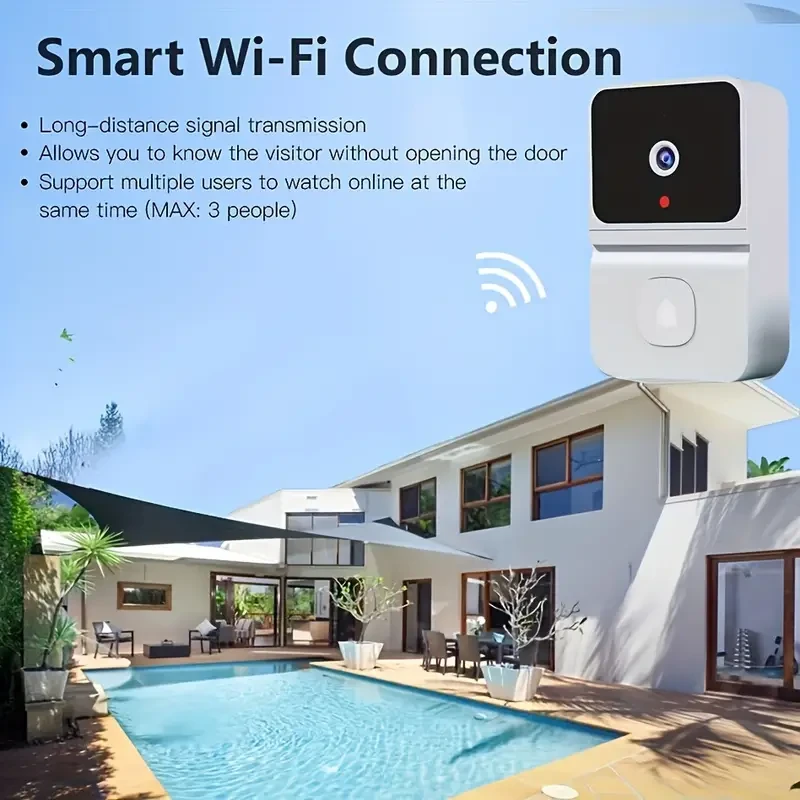 Smart WiFi Doorbell with Built-in Battery - Wireless Video Intercom, HD Night Vision, 2-Way Audio