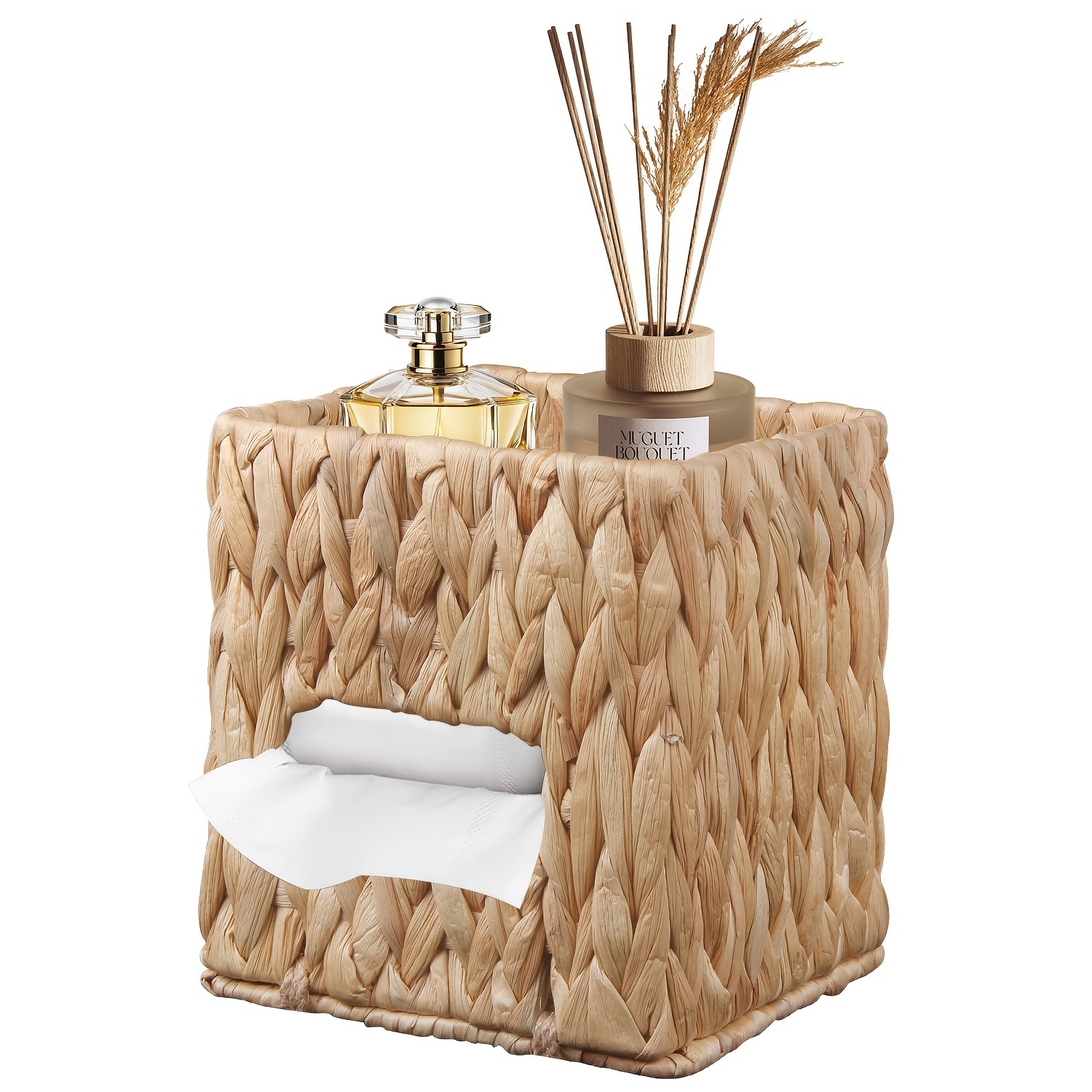MILITWO Square Tissue Box Holder with Storage Tray