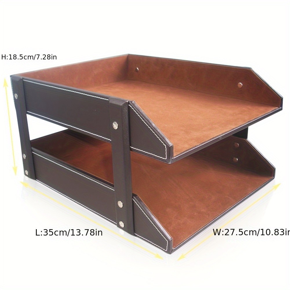 LADSTAG Dual-Tier PU Leather File Organizer