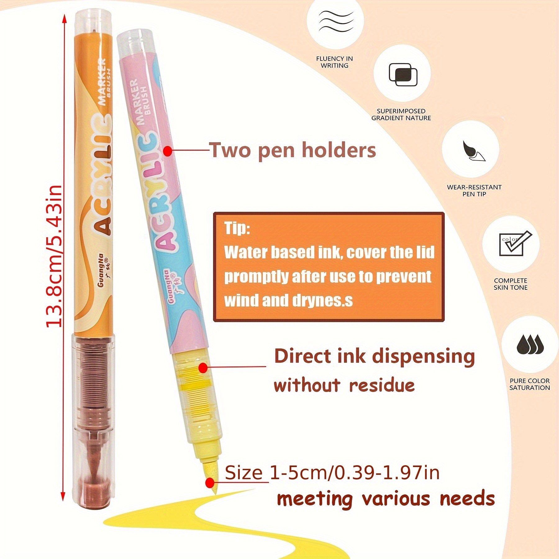 GUANGNA 36 Colors Acrylic Markers