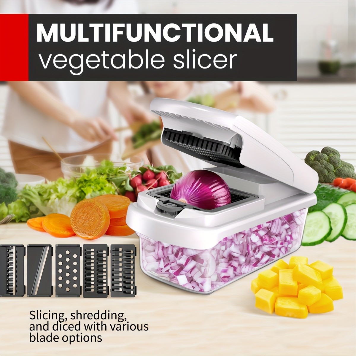 TEMMYS 15-In-1 Vegetable Chopper and Slicer