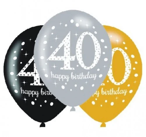 Sparkling Celebration 40th Latex Balloon - 30cm - Pack of (6)