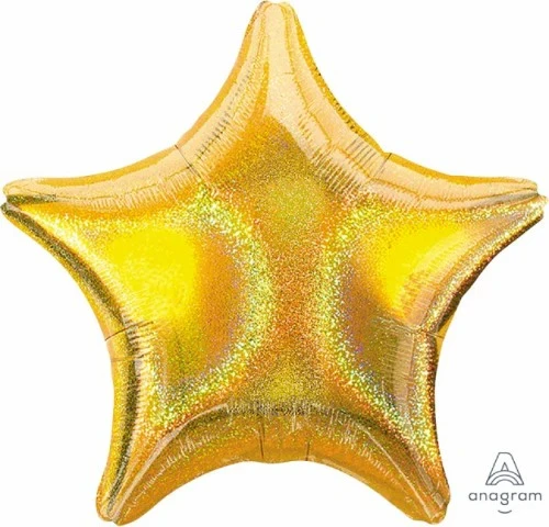 Holographic Gold Dazzler Star Balloon - 45cm