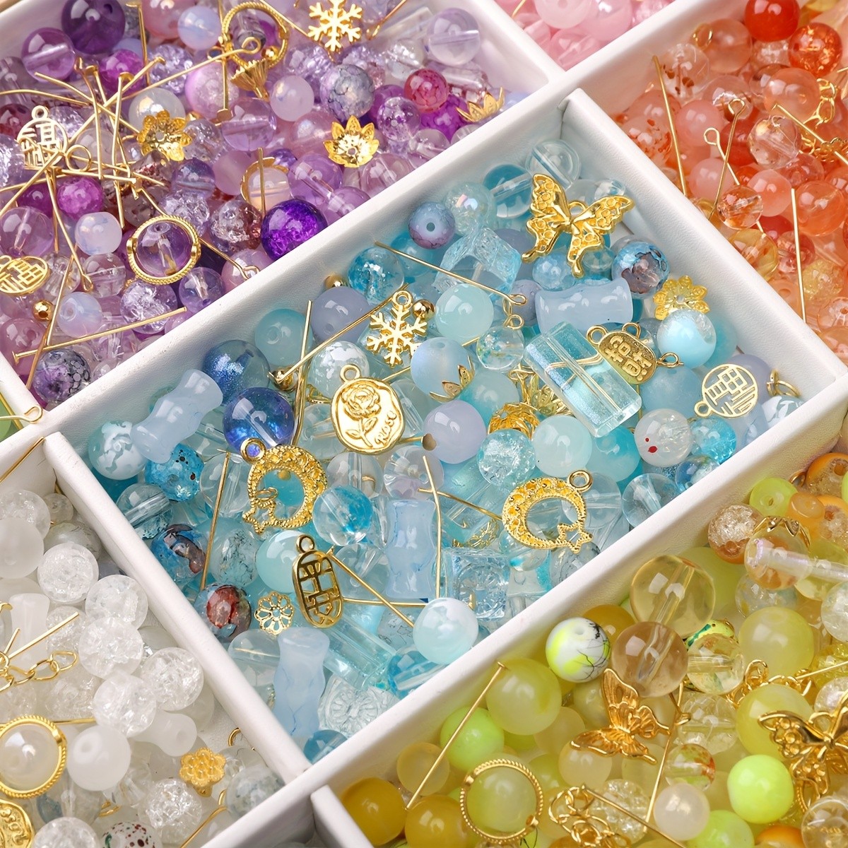 50g Mixed Glass Beads and Metal Jewelry Set