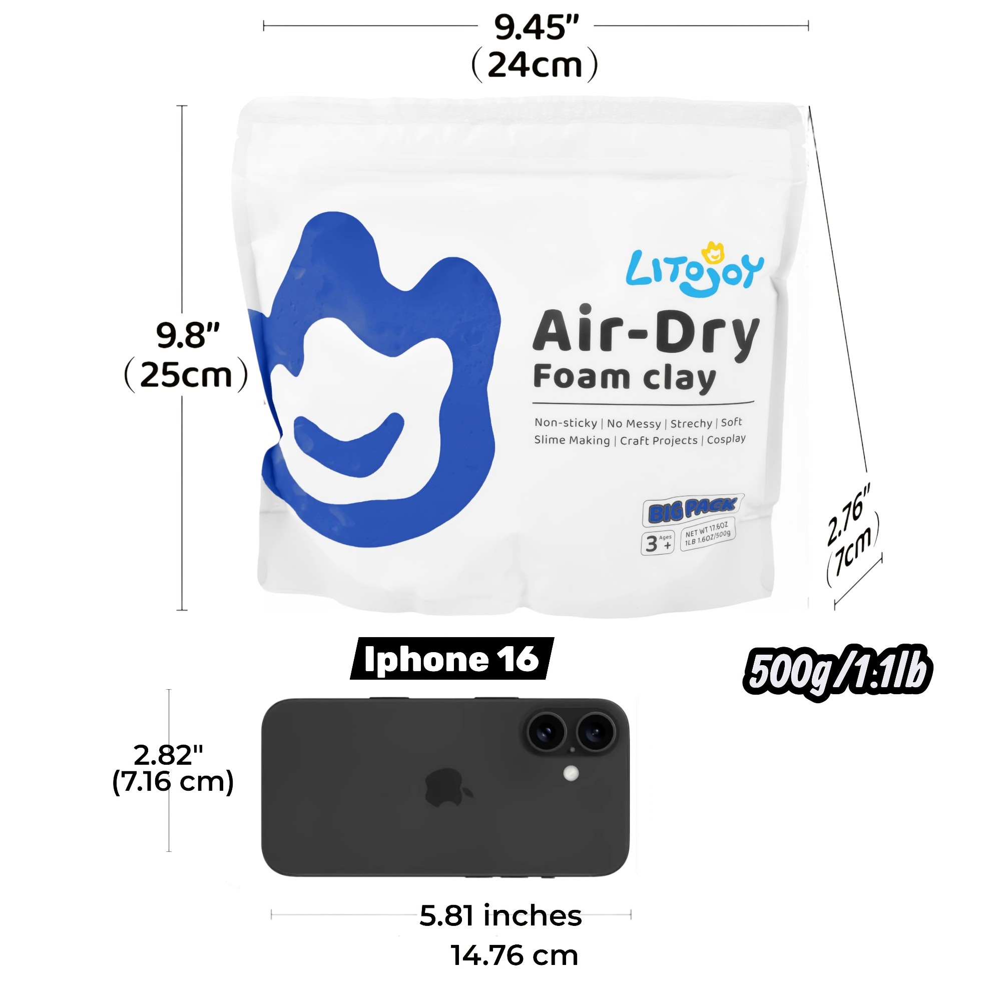 500g/1.1lb Air Dry Foam Clay