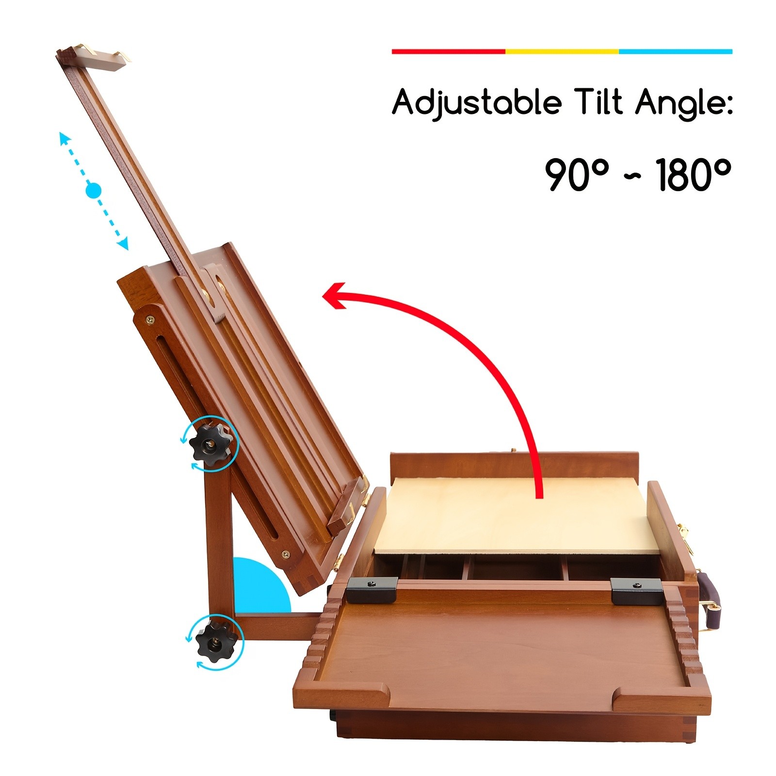 MEEDEN Portable Wooden Easel Box with Nylon Carry Bag