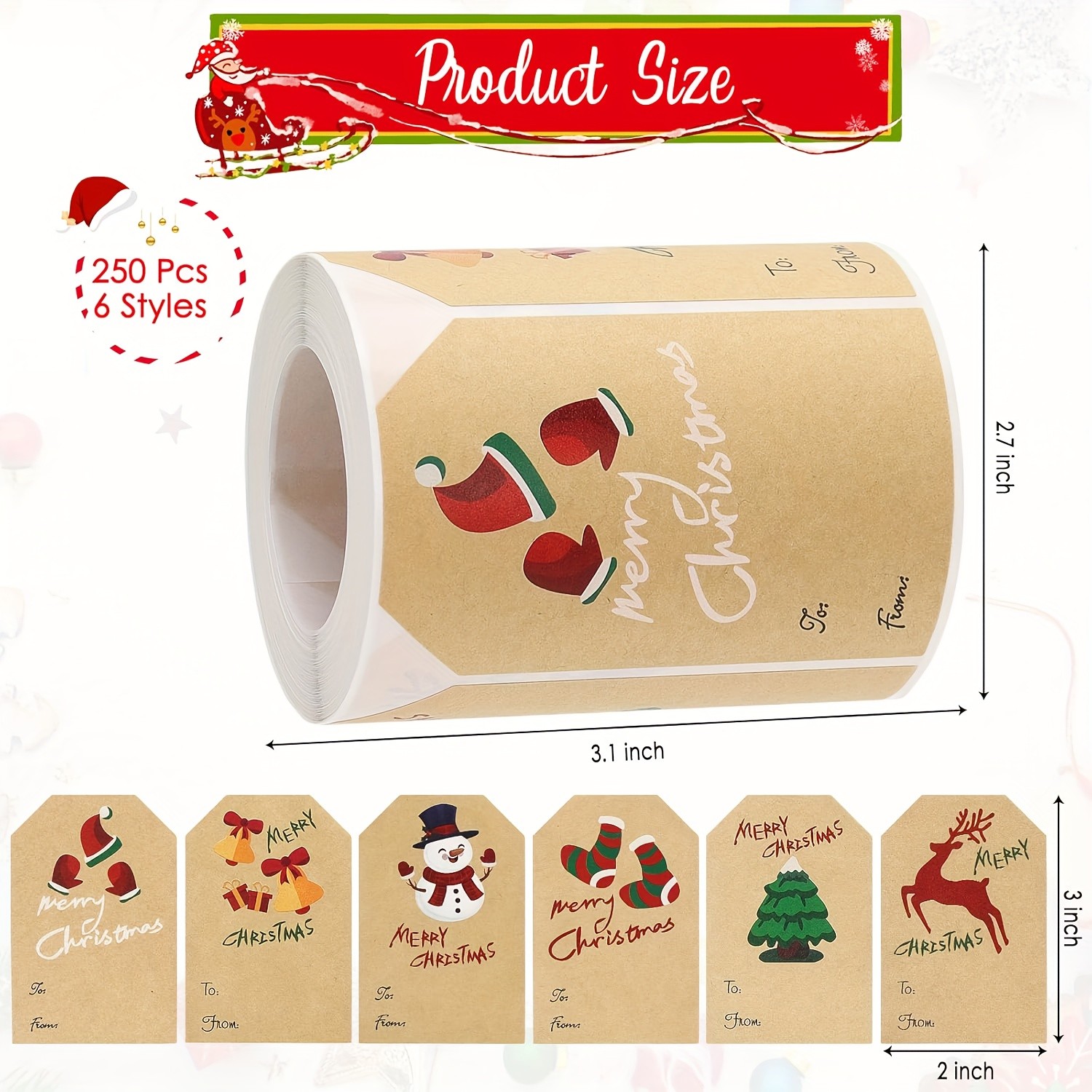 250 Sheets Christmas Gift Box Sealing Stickers