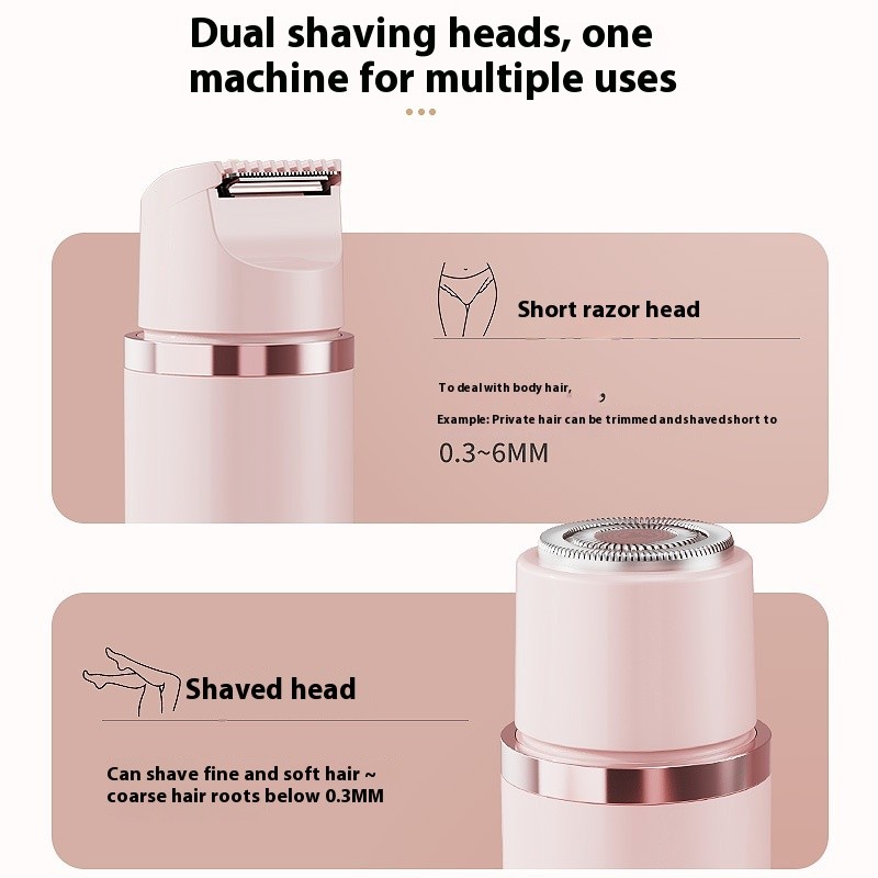 Dual-Head Electric Shaver Painless Women's Epilator for Bikini, Underarm, Facial, Lips, and Leg Hair Removal