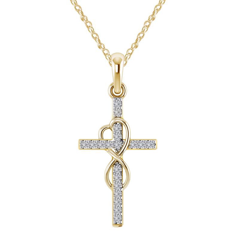 Alloy Pendant with Diamond and Eight-Character Cross Necklace