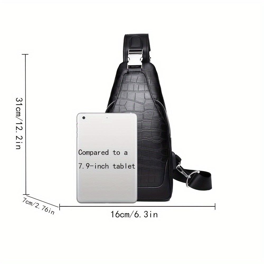 HUABUPS Mens Black Crossbody Bag with USB Charging Port