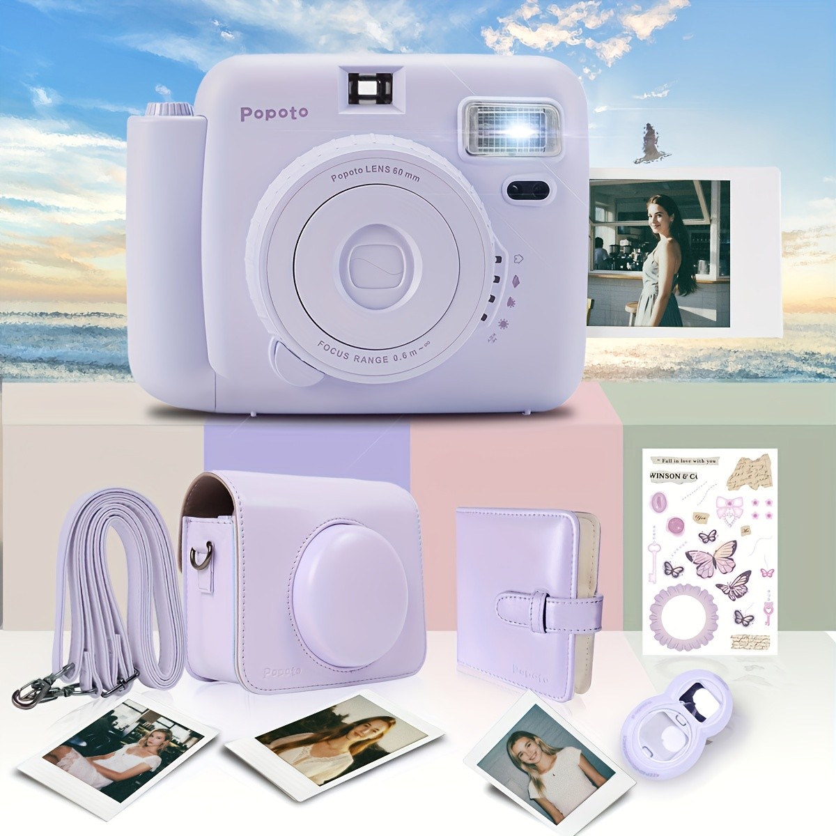 Popoto Instant Camera with PU Case