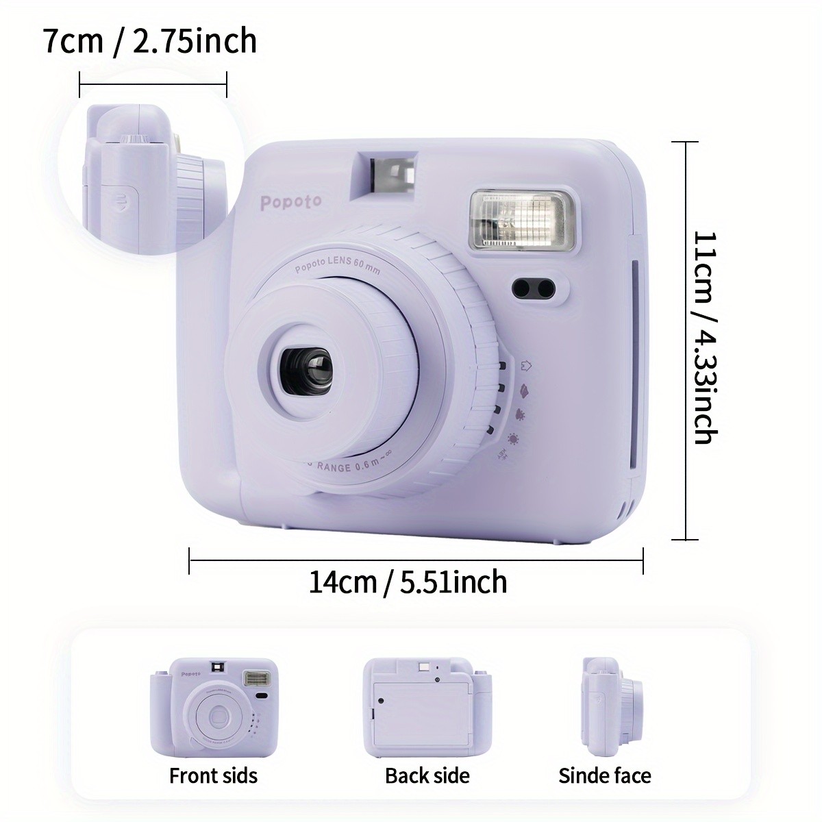 Popoto Purple Instant Camera for Mini 11/12 Films