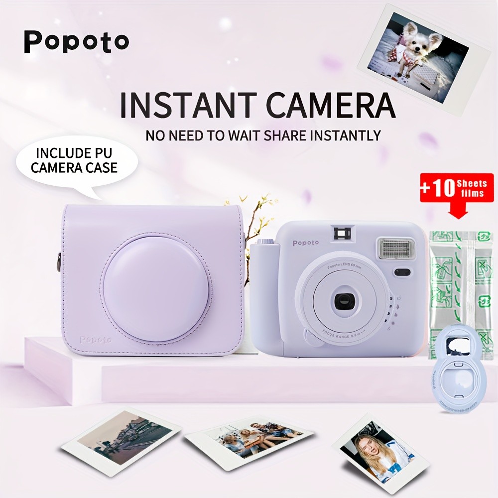 Popoto Purple Instant Camera for Mini 11/12 Films