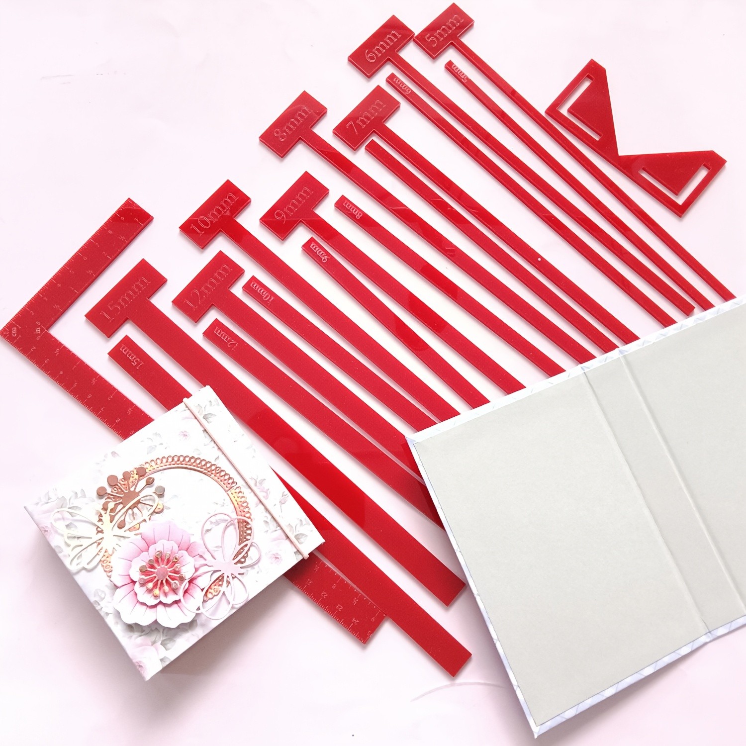 1Set/18pcs Red Acrylic Bookbinding Tool Set