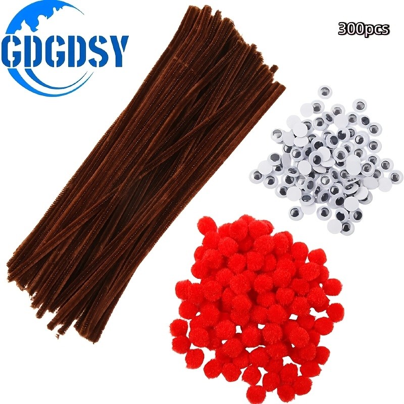 300pcs Christmas Brown Pipe Cleaners Set