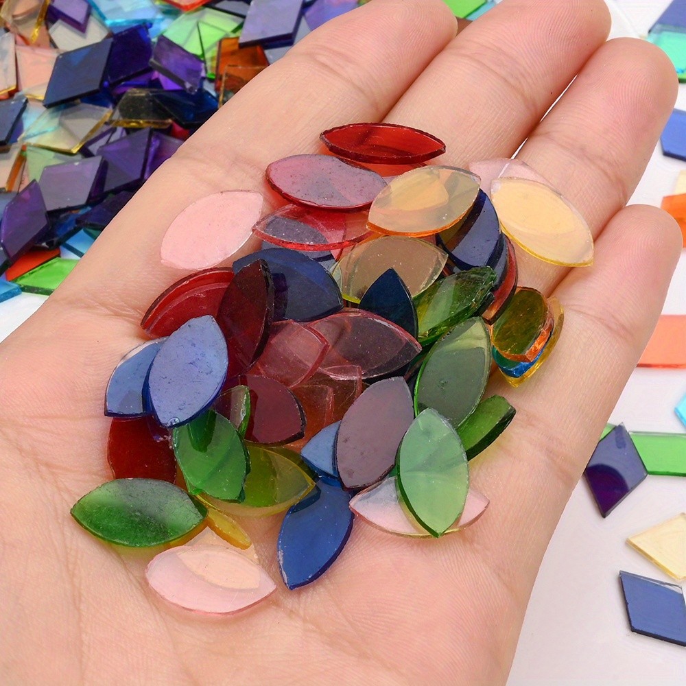 100pcs Vibrant Diamond-Shaped Fusible Glass Materials
