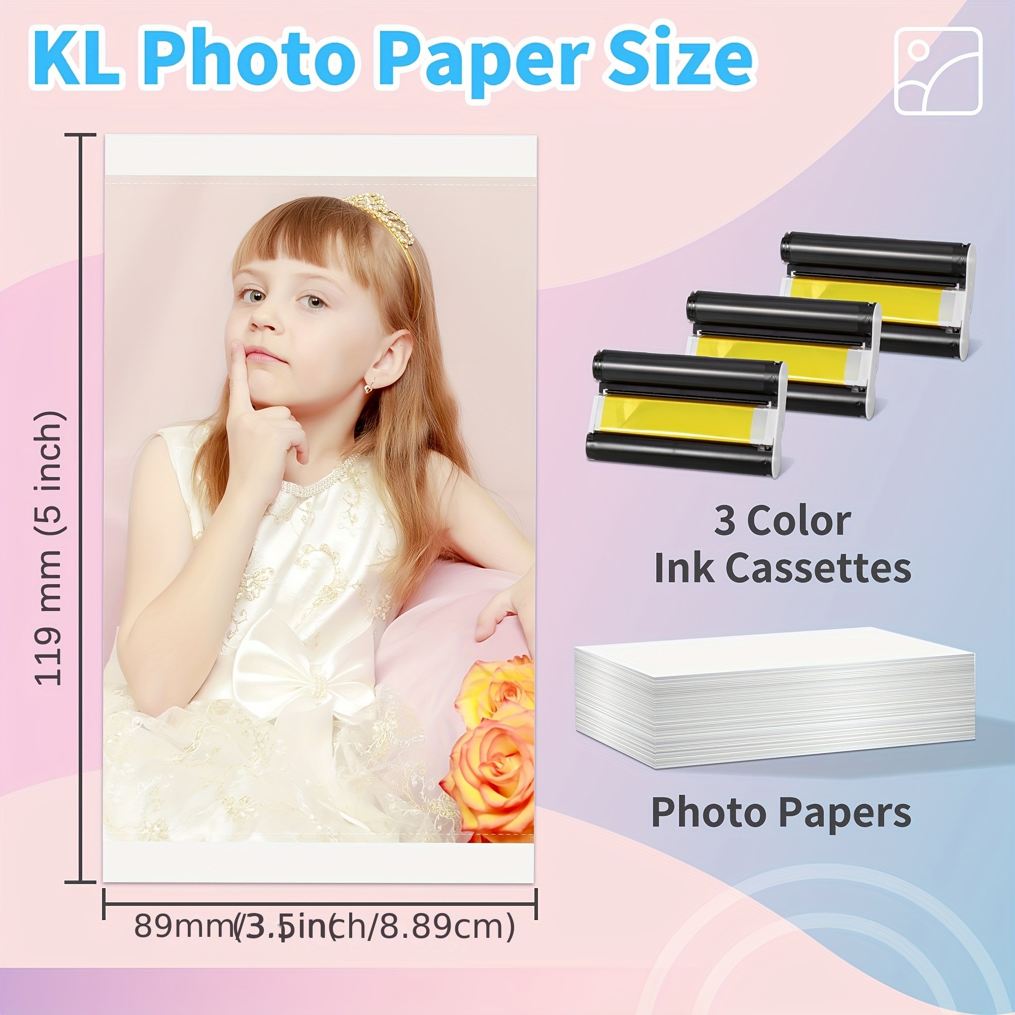 MarkField 3 Ink Cartridges and 108 Sheets Photo Paper for Canon Selphy CP1500