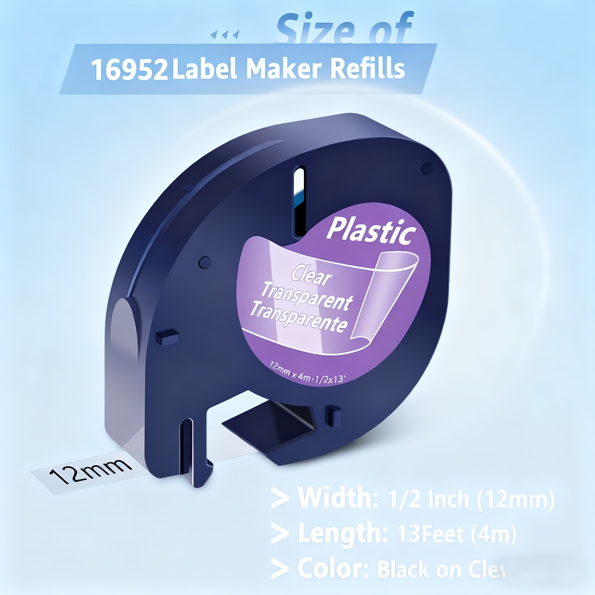 MarkField Transparent Label Tape for Dymo Letratag