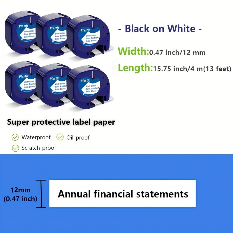 MarkField Compatible Dymo LetraTag Label Maker Refills