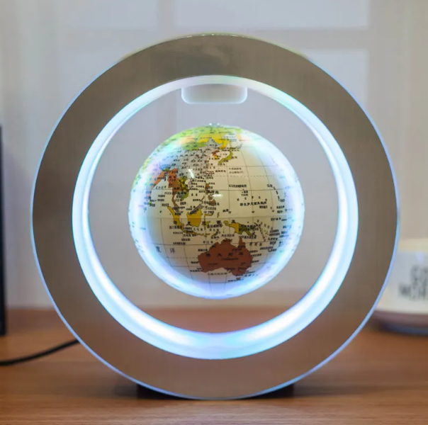 Round LED World Map Floating Globe Magnetic Levitation Light