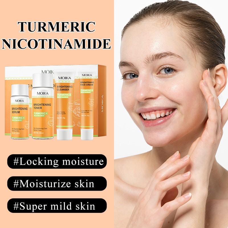 Moika Full English Turmeric Nicotinamide Whitening Skin Care Kit Toner And Lotion 4-piece Set