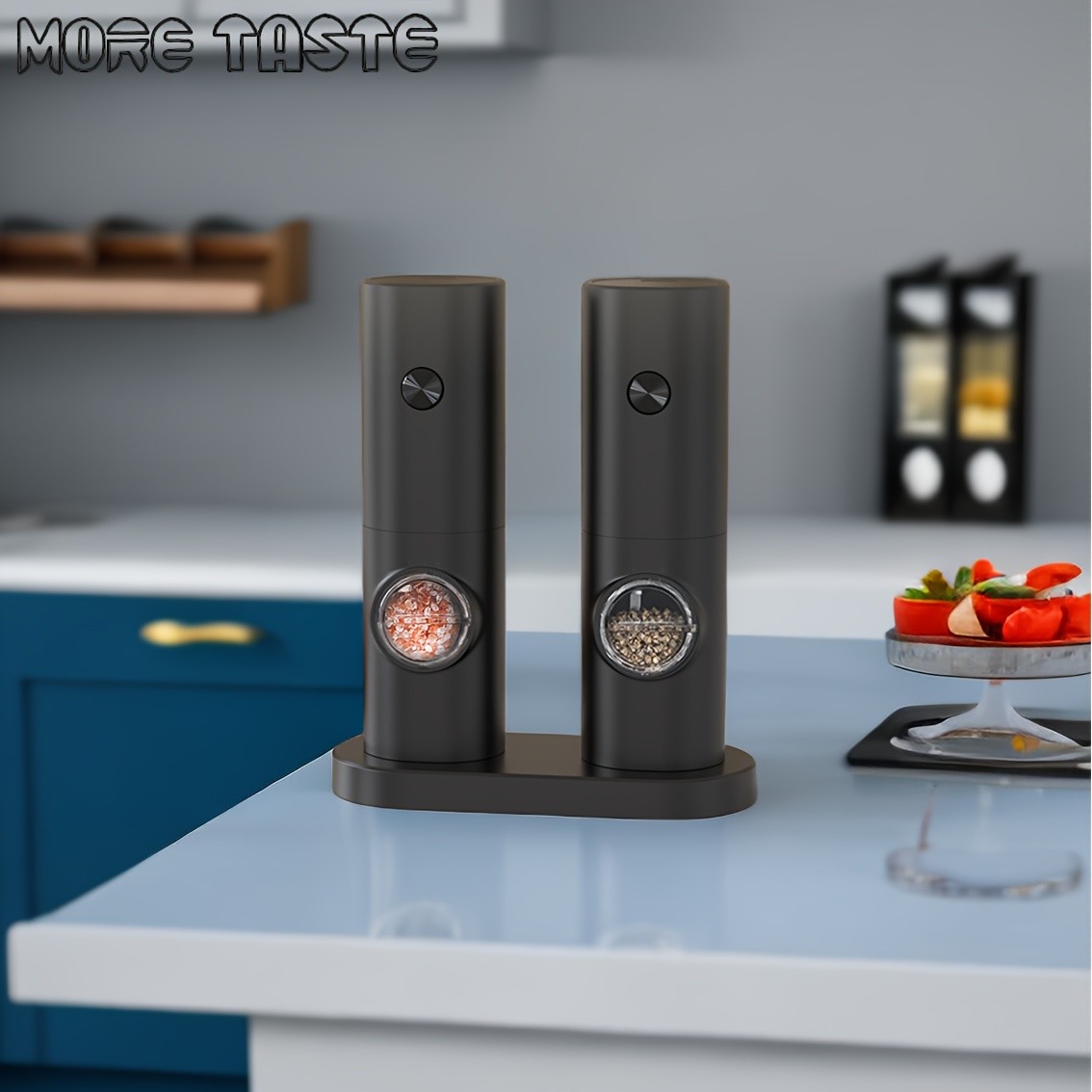 MORE TASTE Electric Salt and Pepper Grinder Set