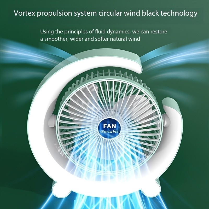 MORE TASTE USB Desk Fan with LED Lighting