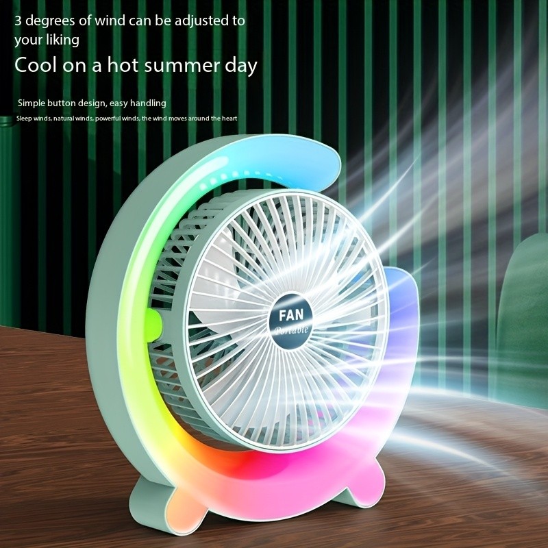 MORE TASTE USB Desk Fan with LED Lighting