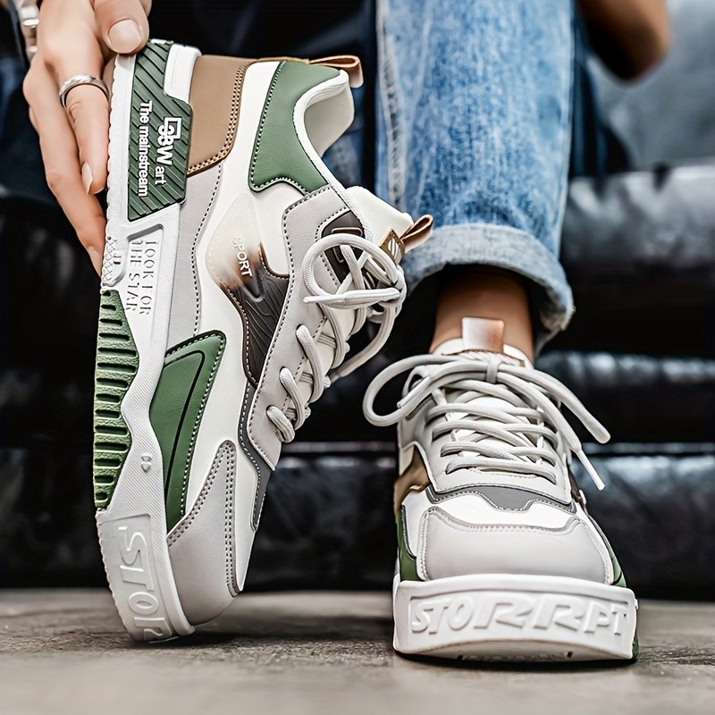 Men's Color Blocked Casual Lace-Up Skateboarding Shoes