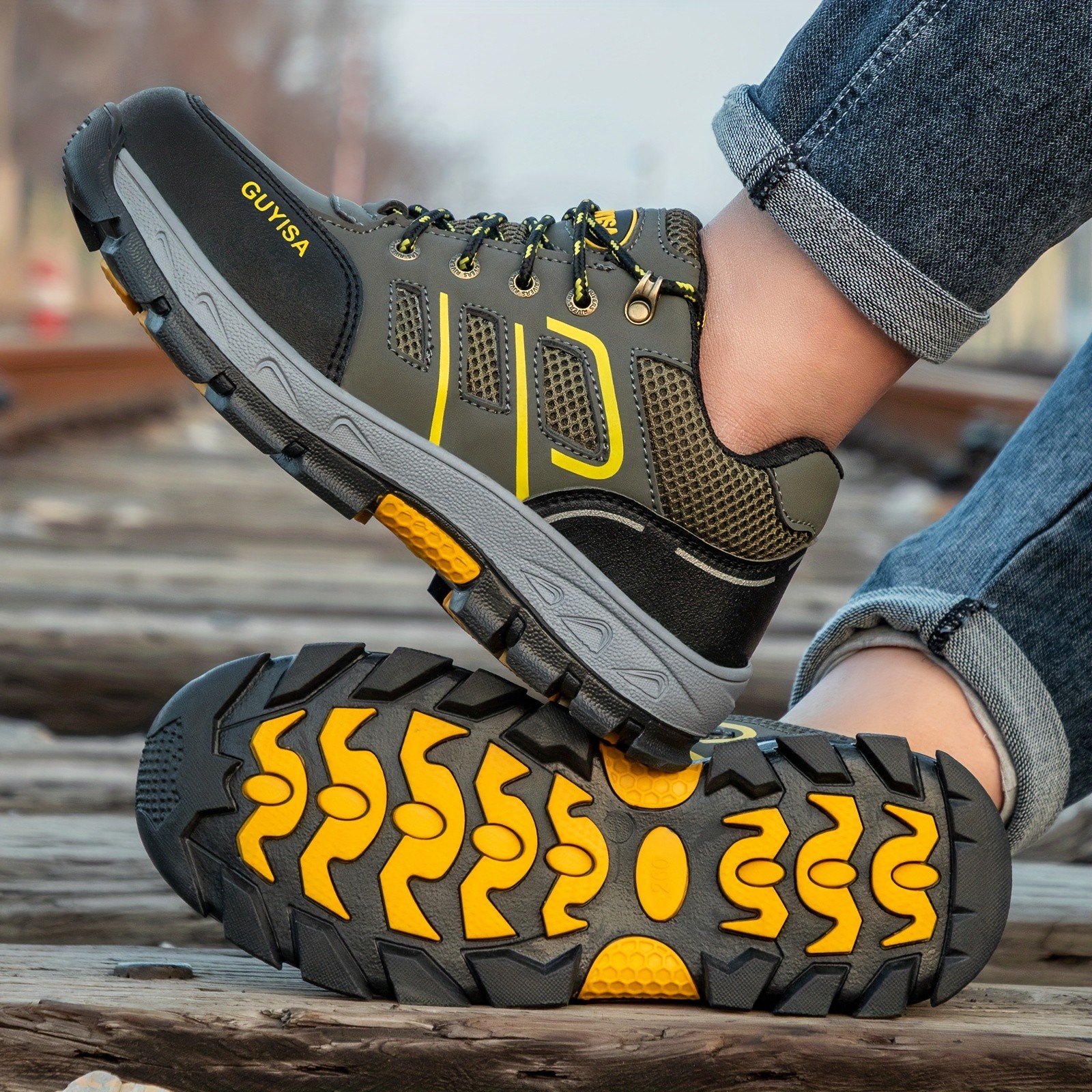 GUYISA Men's & Unisex Steel-Toe Work Shoes