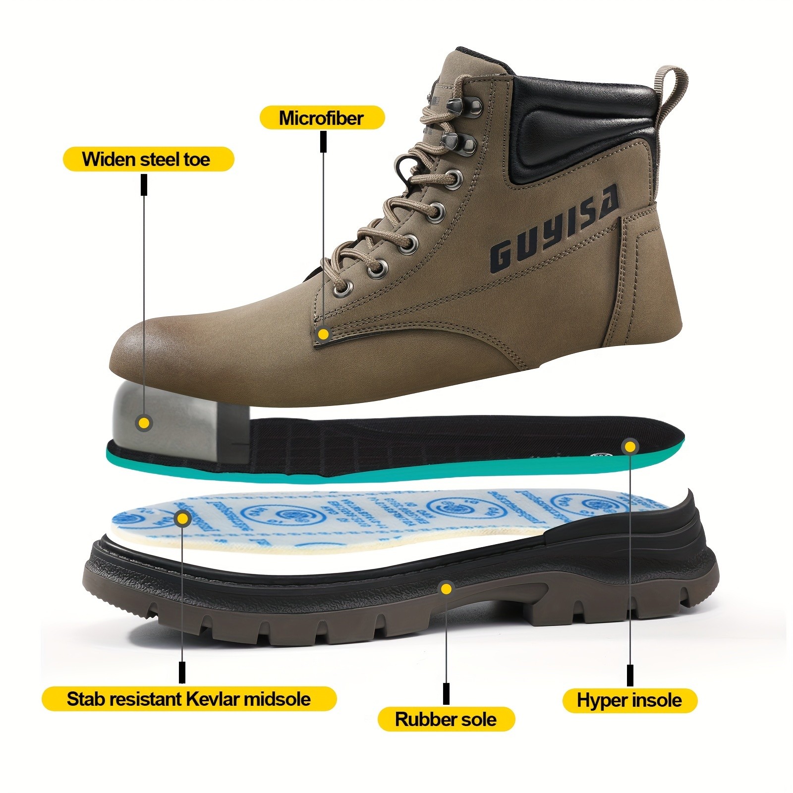 GUYISA High Top Safety Work Boots