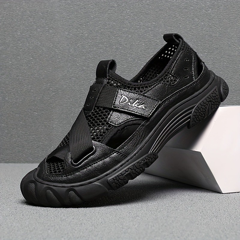 BUBUK Men's Breathable Mesh Sandals with Adjustable Hook-and-Loop Straps