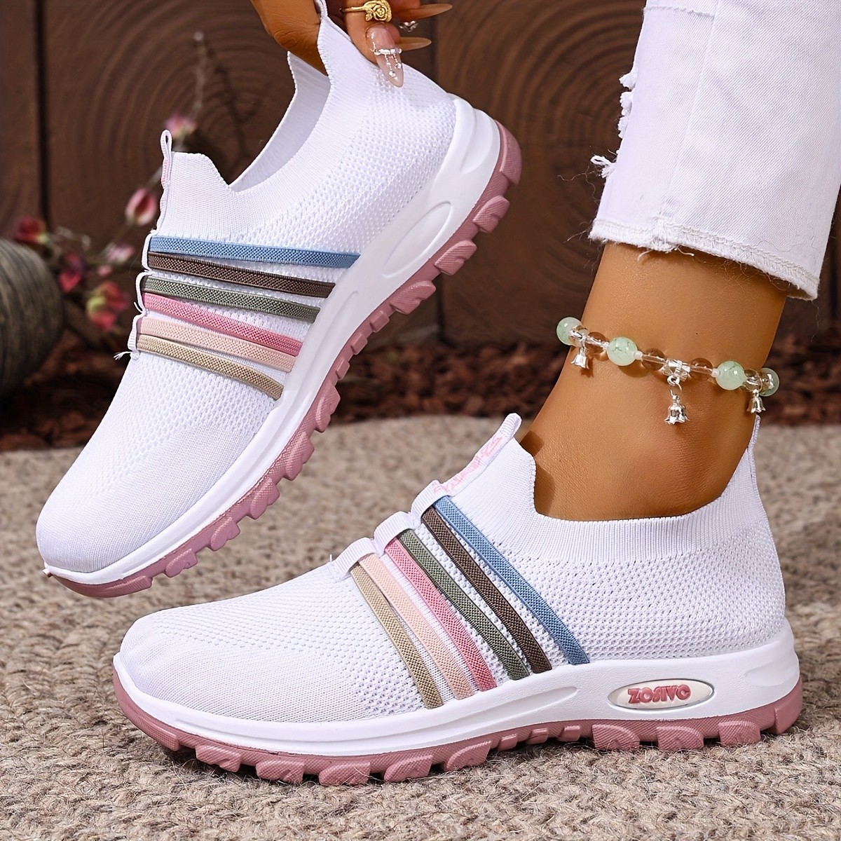 ZOSIVC Plus-Size Women's Stylish Colorful Sneakers