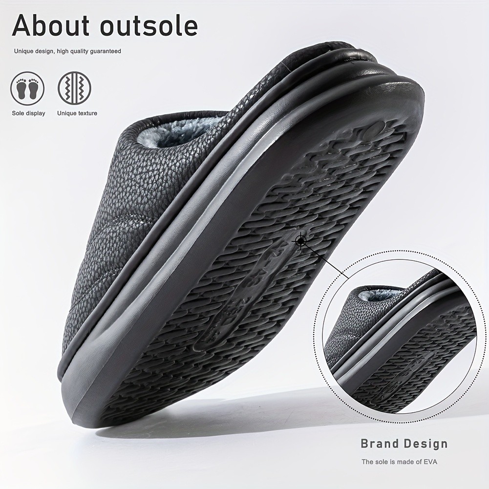 PMOISTE Men's Winter Warm Memory Foam Slippers