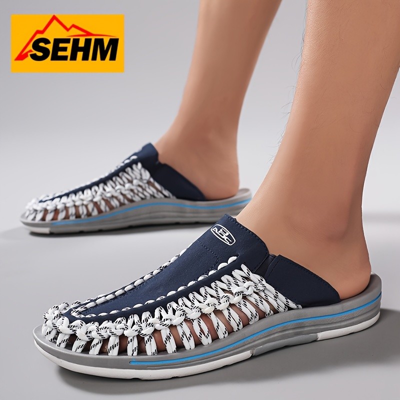 Men's Handmade Woven Slippers for Outdoor Leisure
