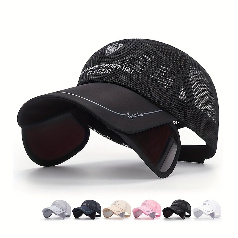 ROORUNS Summer Extended Adjustable Brim Mesh Hat for Men and Women