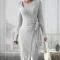 Women's Striped Fashion Round Neck Long Sleeve Narrow Bow Dress