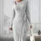 Women's Striped Fashion Round Neck Long Sleeve Narrow Bow Dress