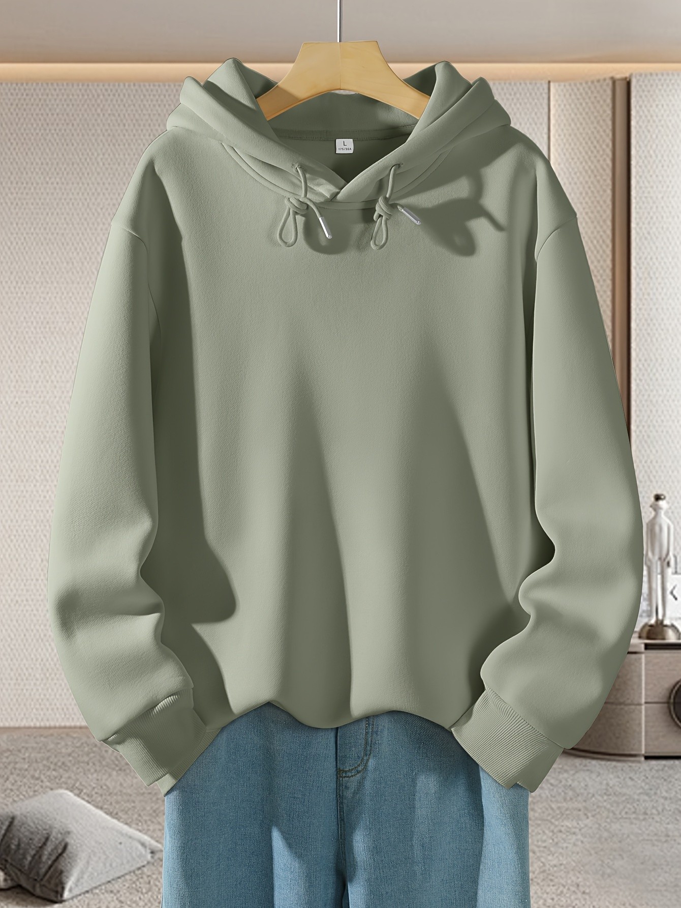 JEANSWEST Mens Solid Color Hooded Sweatshirt