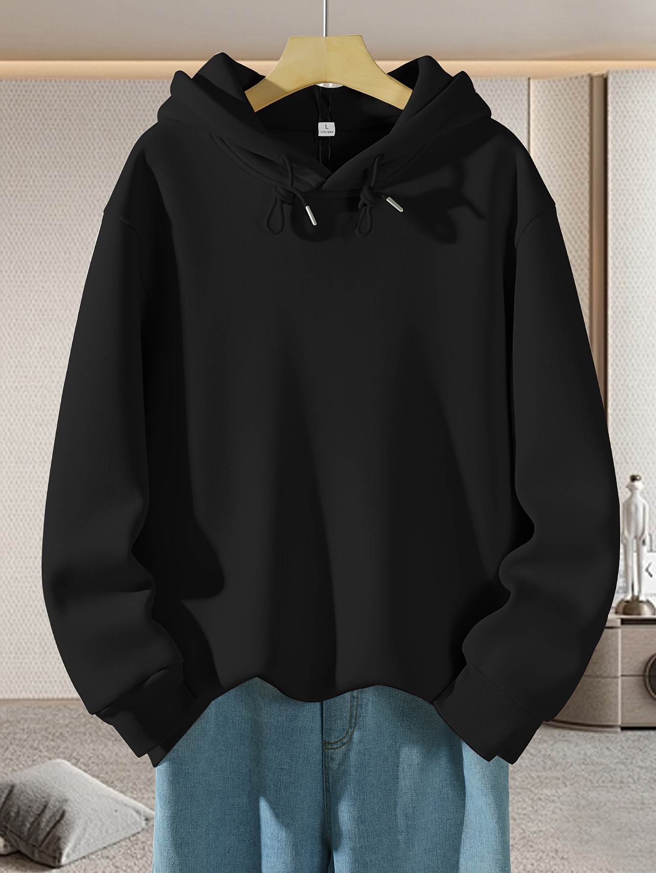 JEANSWEST Mens Solid Color Hooded Sweatshirt