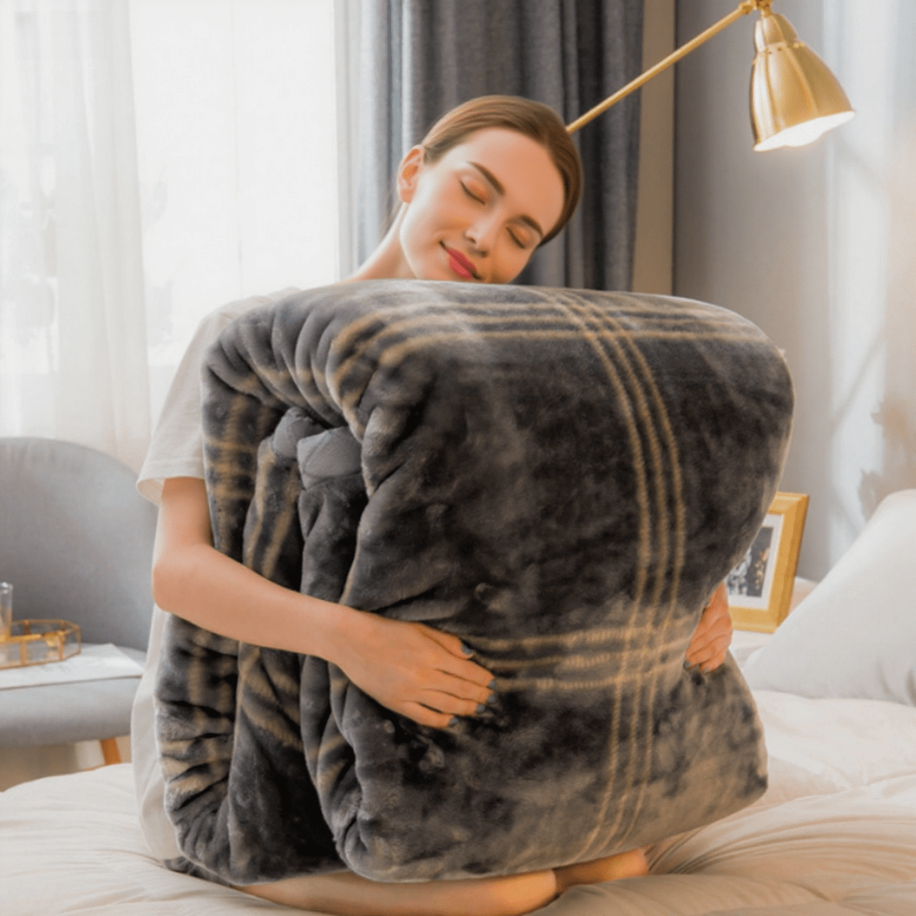 LIKON Premium Soft & Warm Double-Sided Thickened Raschel Fleece Blanket | Plush Cozy Throw for Bed, Sofa, Travel & All-Season Comfort