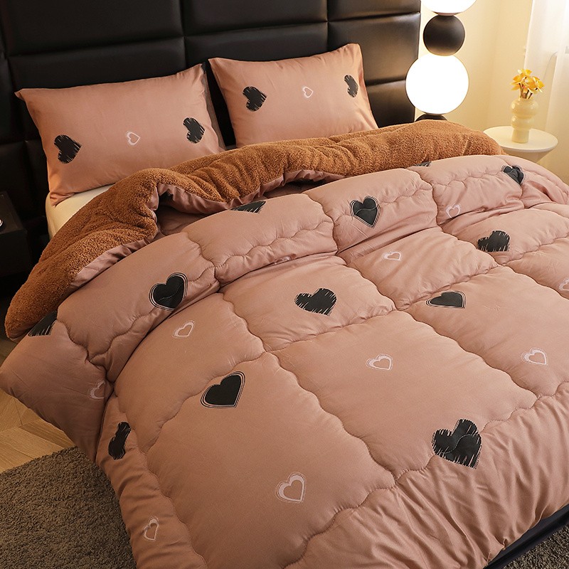 LIKON Warm Crystal Velvet Milk Velvet Solid Color Thermal Blanket and Thickened Quilt, Light Beige