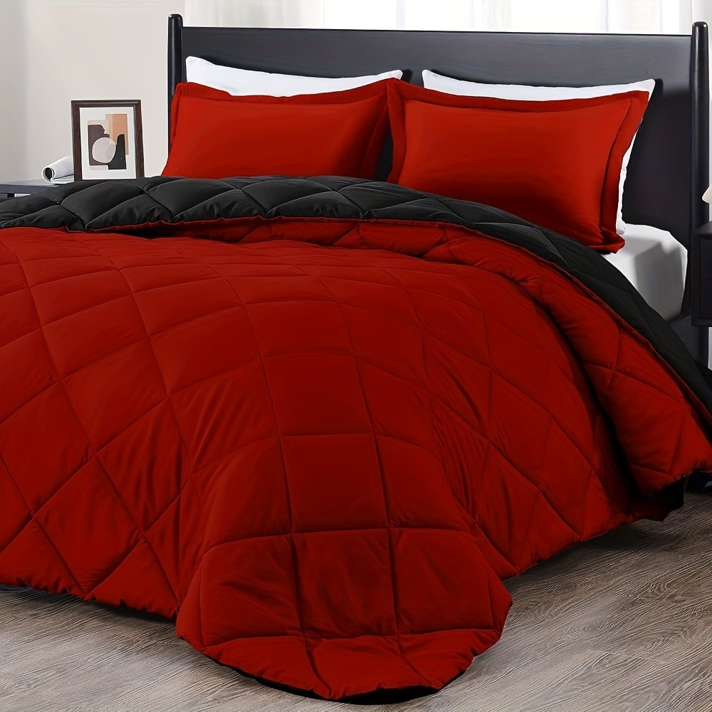 WQSPRING 2/3pcs Reversible Comforter Set