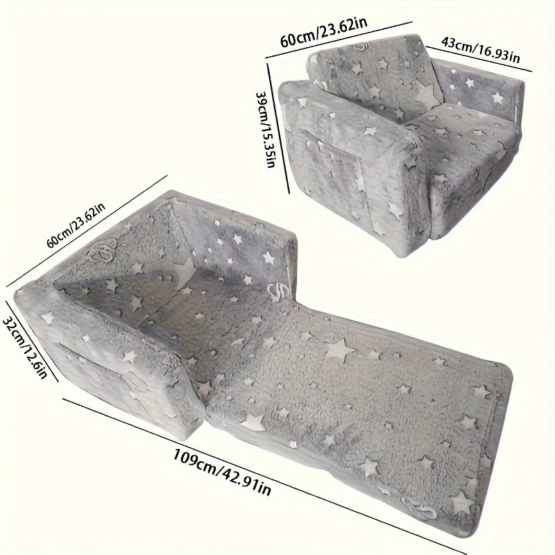 MIIYOUNG Modern Glow-In-The-Dark Foldable Sofa for Youngsters