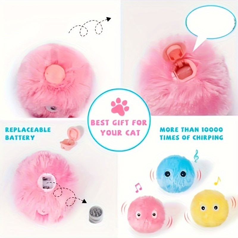 PETGRAVITY Interactive Cat Plush Toy Ball