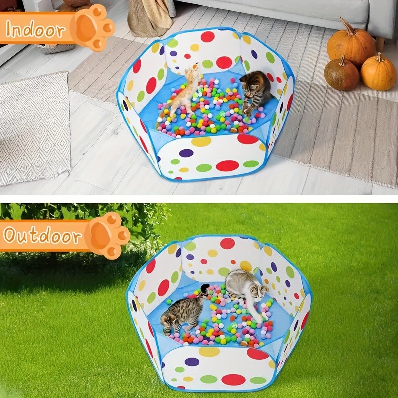 SUNGDOGIN Interactive Cat Toy with 100 Toy Balls & 10 Bell Balls