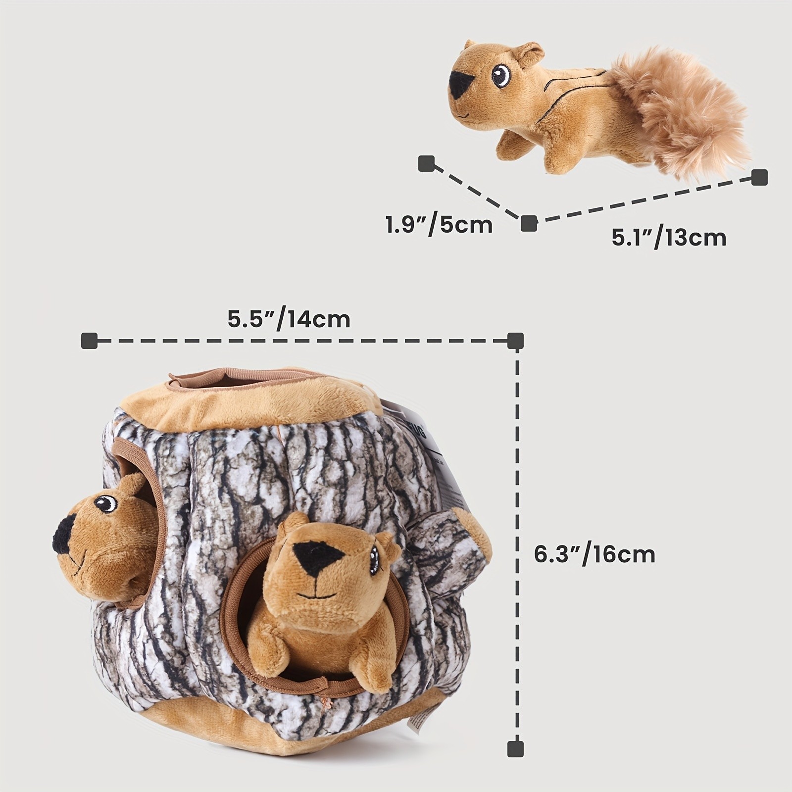 Laifug Hide and Seek Squirrel Plush Dog Toy