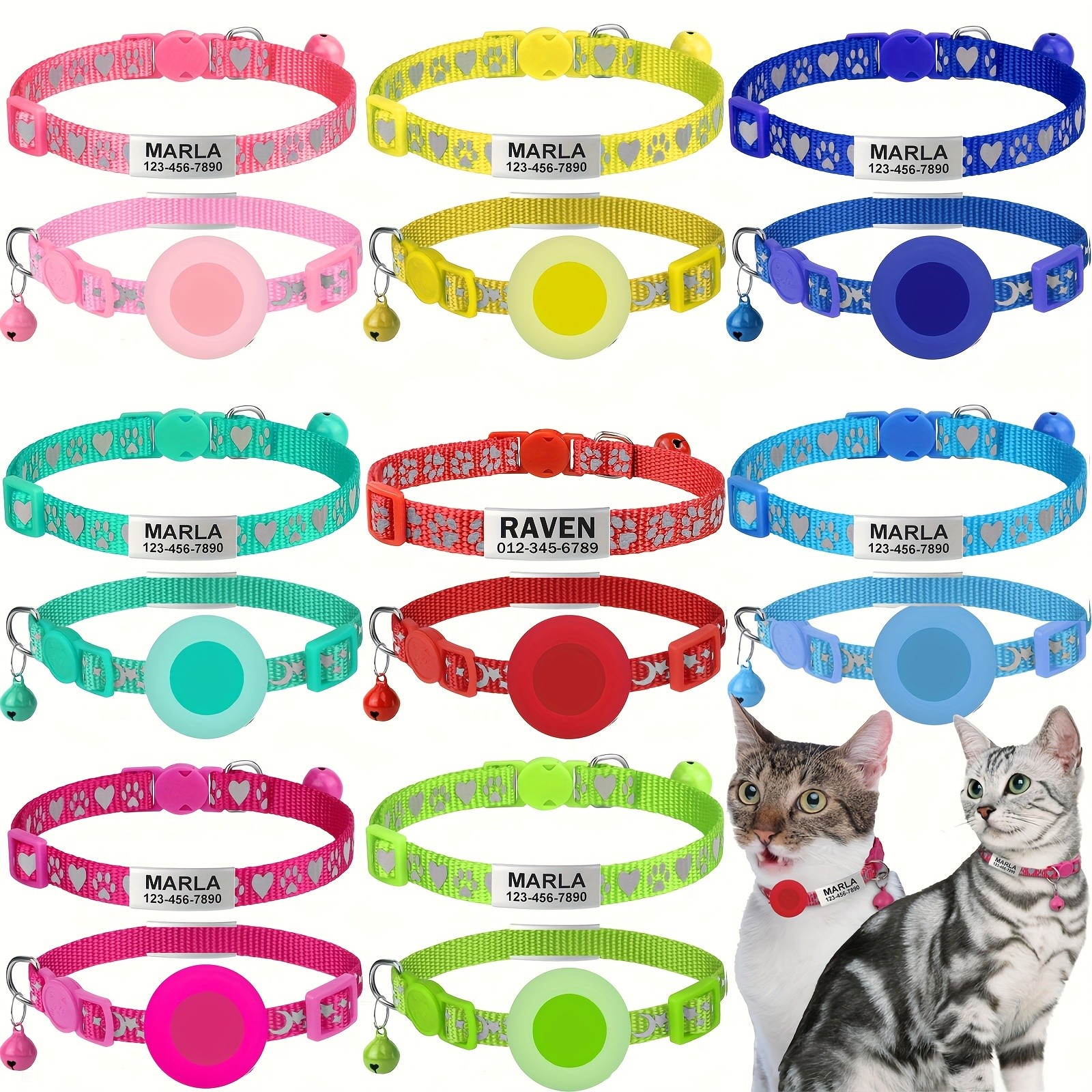 TAGME Set of 2 Personalized Cat Collars