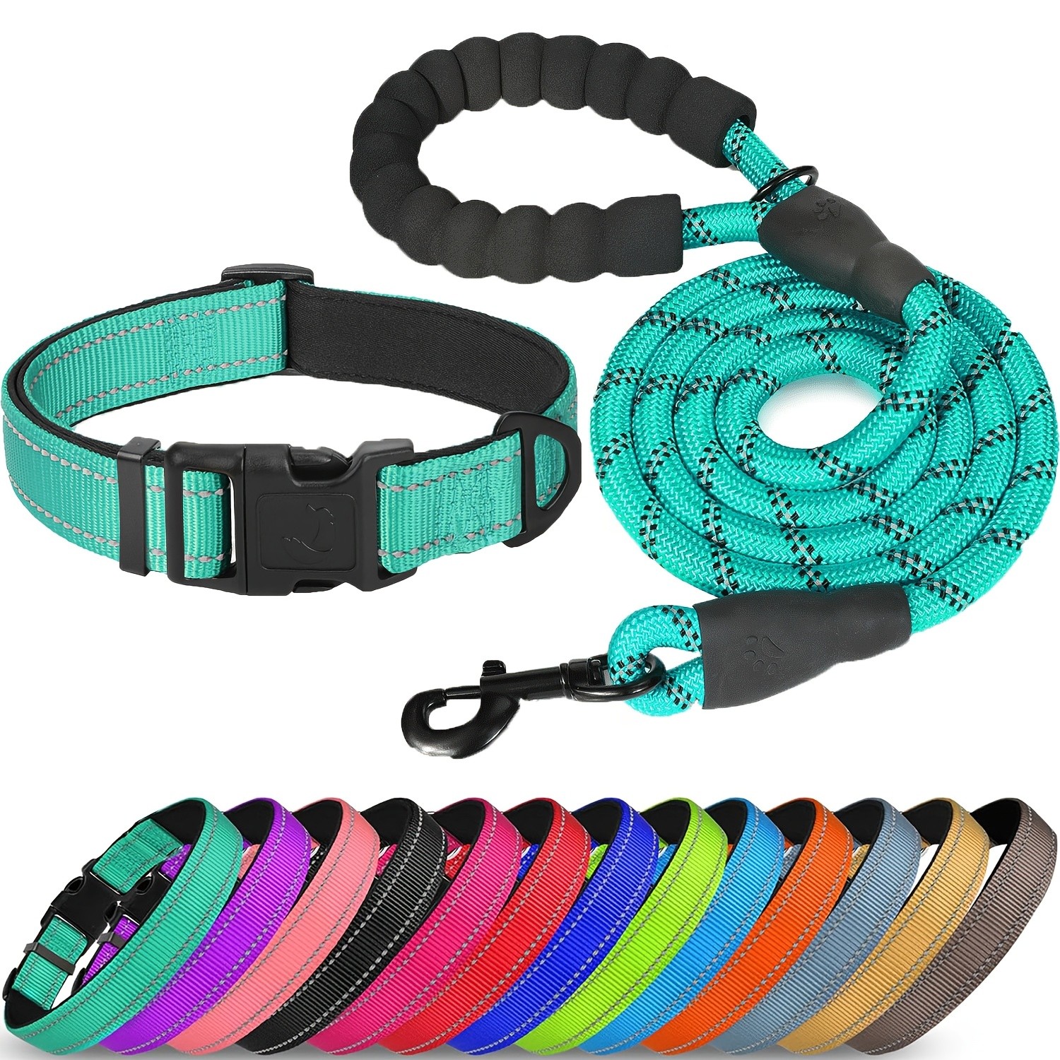 TAGLORY Reflective Safety Leash and Adjustable Comfort Collar Set
