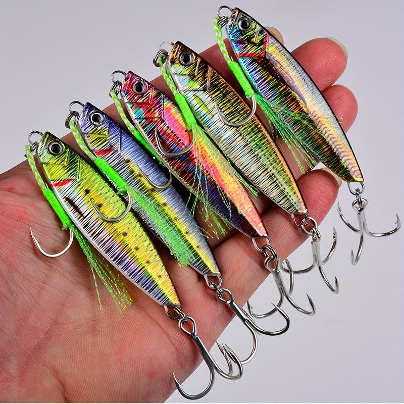 WYSUMMER 5pcs Heavy-Duty Metal Fishing Lures with Double Hooks